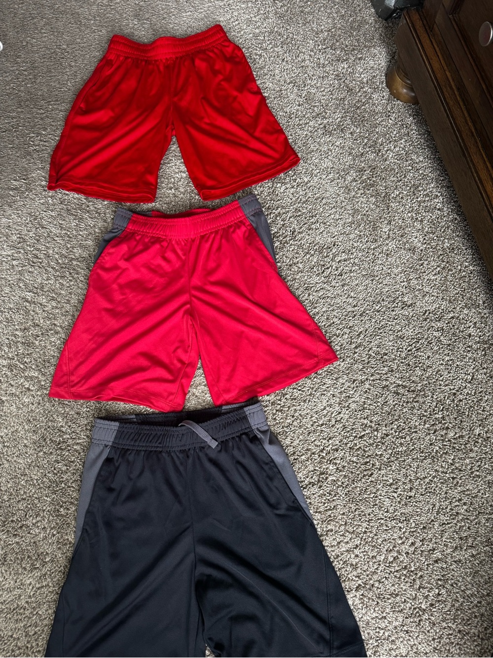 Kids Athletic Red & Black Shorts - Pack of 3